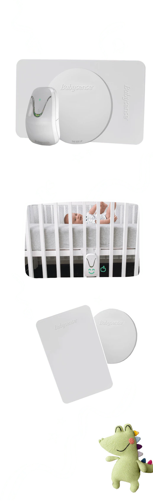 Babysense 2 PRO breathing monitor – control unit and sensor pads