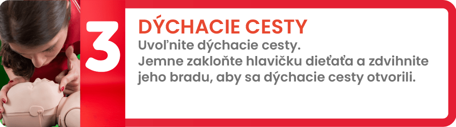Prvá pomoc, krok 3 – Dýchacie cesty